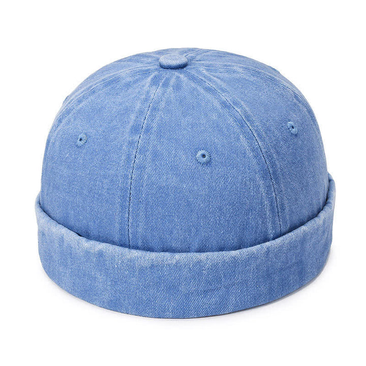 Lässige, randlose Vintage-Docker-Mütze aus gewaschener Baumwolle - Hellblau - Verstellbar (22"-23 5/8") - image 16