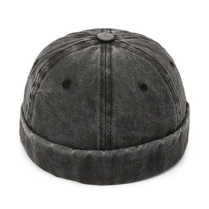 Lässige, randlose Vintage-Docker-Mütze aus gewaschener Baumwolle - Schwarz - Verstellbar (22"-23 5/8") - image 0