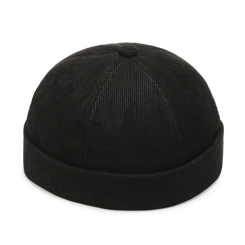 Einfarbige Cordmütze ohne Krempe - Schwarz - Verstellbar (22"-23 5/8") - image 0