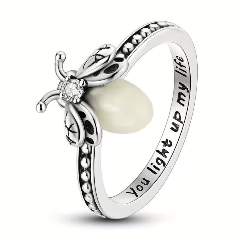 Du erhellst mein Leben – 925 Sterling Silber Leuchtring mit Glühwürmchen - Silber - US 10 - image 0