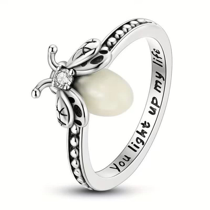 Du erhellst mein Leben – 925 Sterling Silber Leuchtring mit Glühwürmchen - Silber - US 10 - image 0