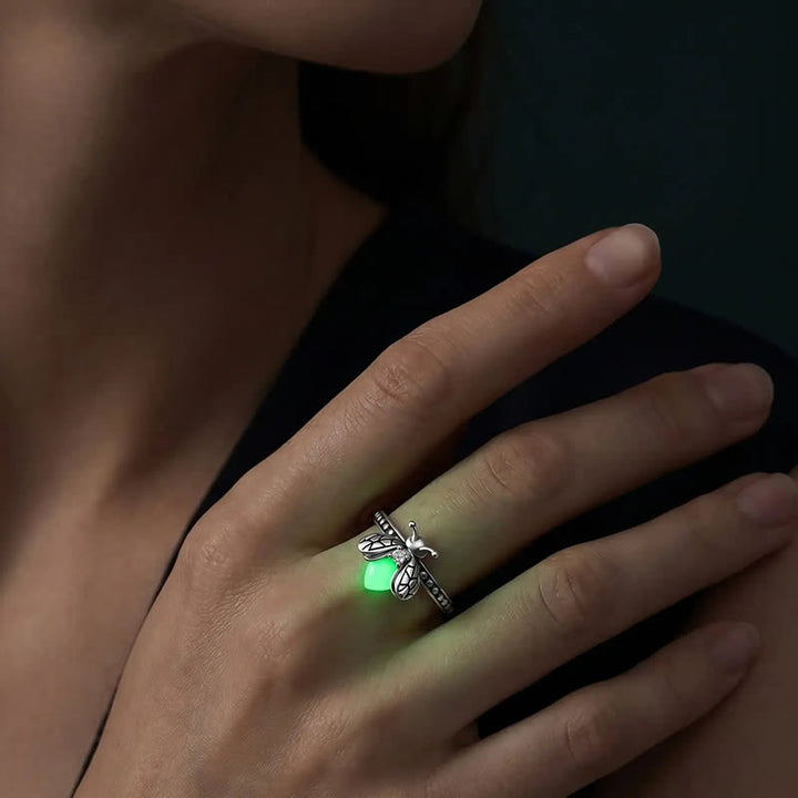 Du erhellst mein Leben – 925 Sterling Silber Leuchtring mit Glühwürmchen - image 1
