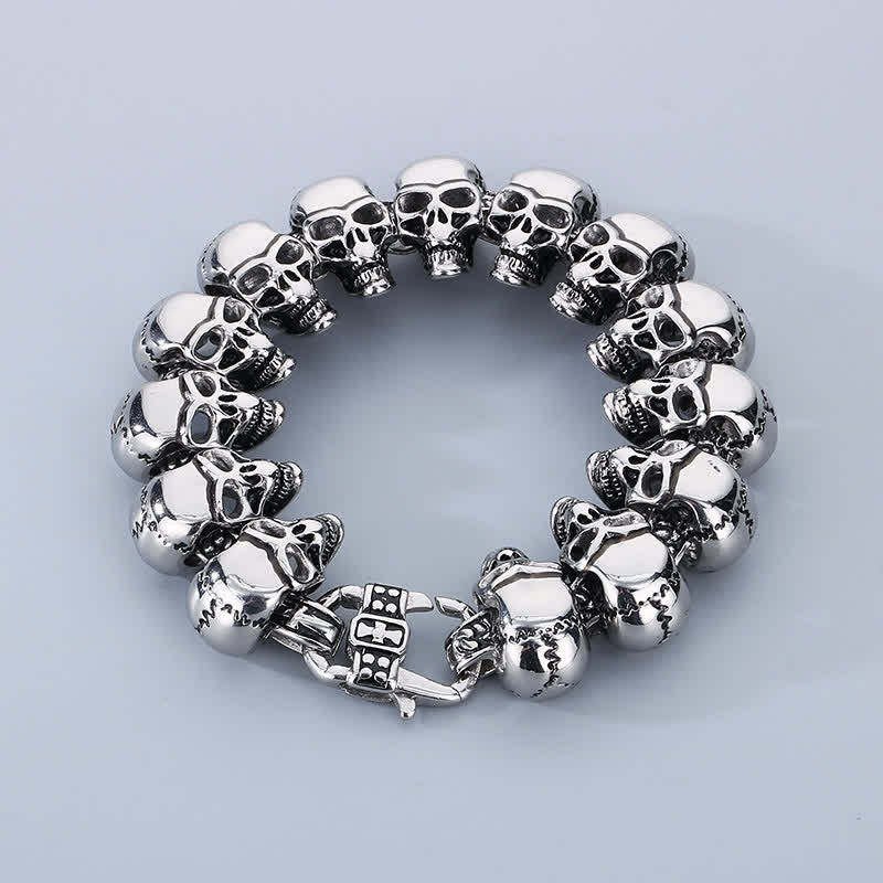 Hip-Hop-Armband mit Totenkopf-Motiv, Punk-Biker-Stil - Silber - image 2