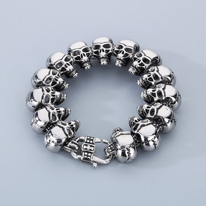 Hip-Hop-Armband mit Totenkopf-Motiv, Punk-Biker-Stil - Silber - image 2