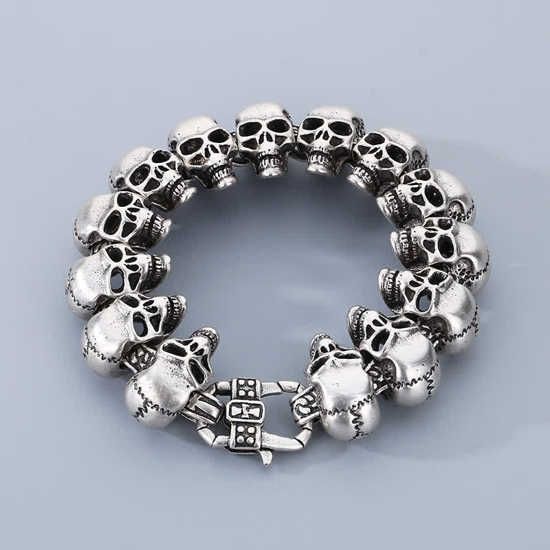 Hip-Hop-Armband mit Totenkopf-Motiv, Punk-Biker-Stil - Antikes Silber - image 7