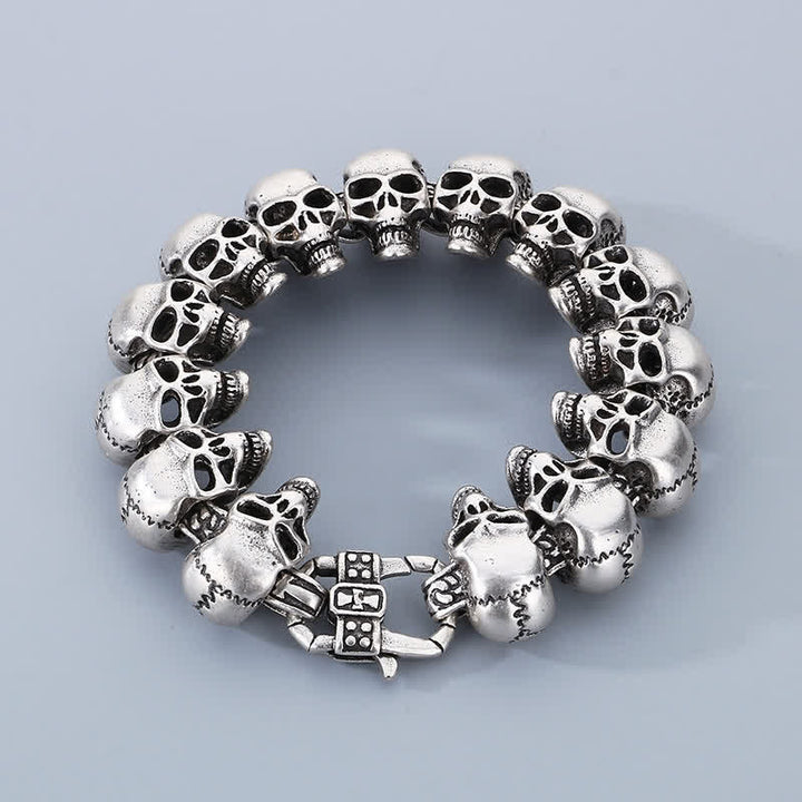 Hip-Hop-Armband mit Totenkopf-Motiv, Punk-Biker-Stil - Antikes Silber - image 7