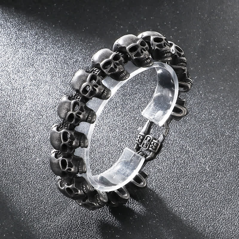 Hip-Hop-Armband mit Totenkopf-Motiv, Punk-Biker-Stil - Mattschwarz - image 11