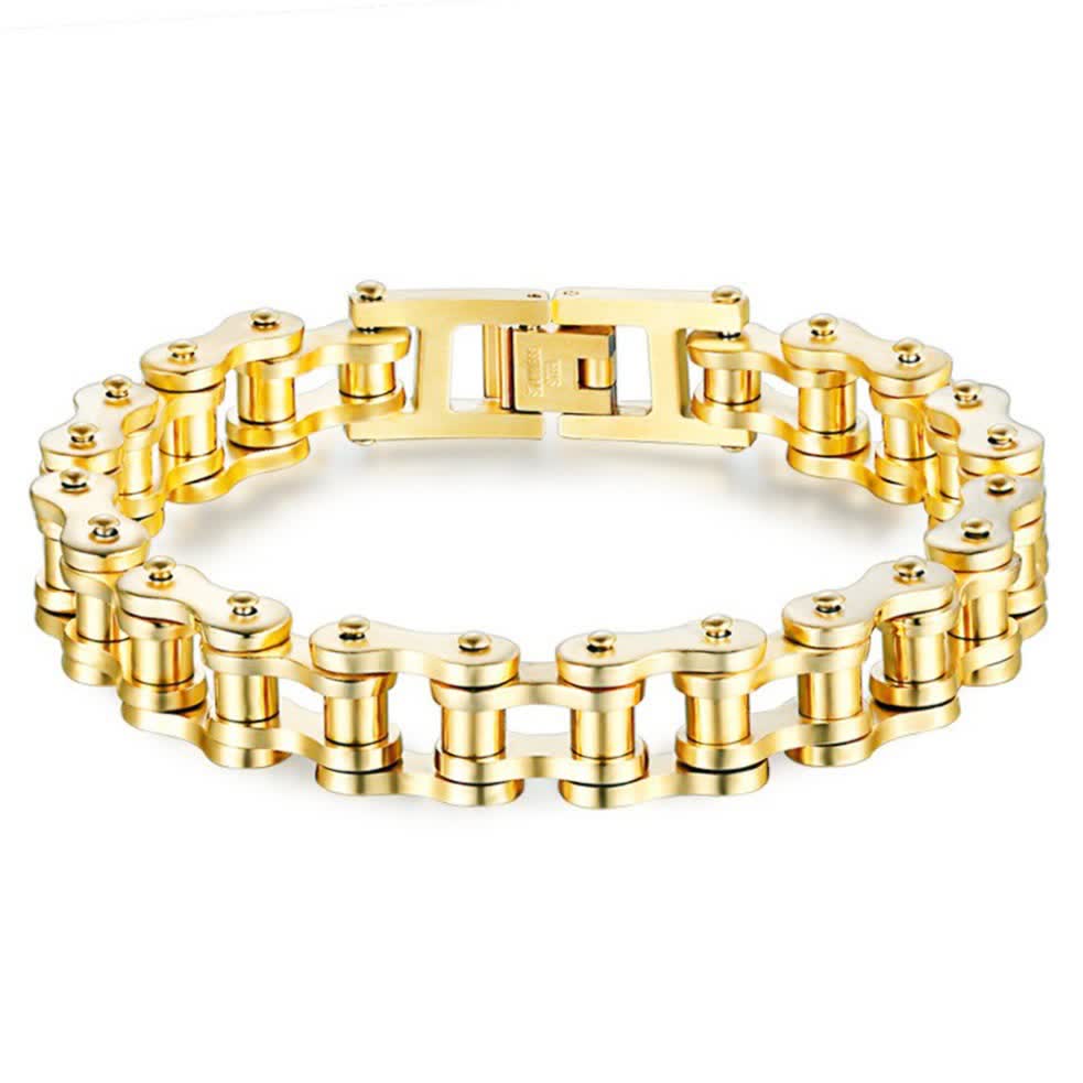 Stilvoll unterwegs: Furchtloses Motorrad-Fahrradkettenarmband - Gold - image 14
