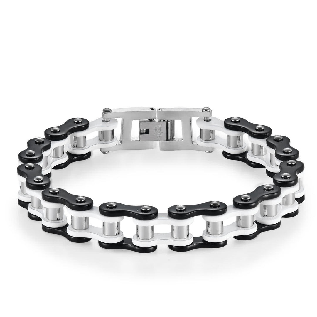 Stilvoll unterwegs: Furchtloses Motorrad-Fahrradkettenarmband - Schwarzweiß - image 8
