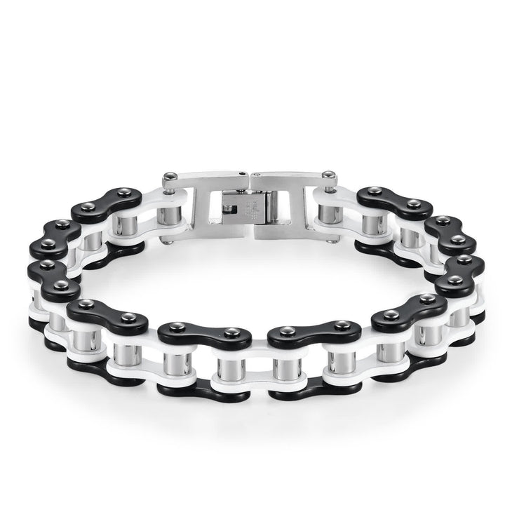 Stilvoll unterwegs: Furchtloses Motorrad-Fahrradkettenarmband - Schwarzweiß - image 8