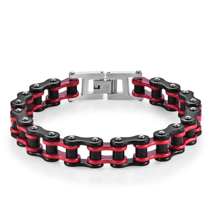 Stilvoll unterwegs: Furchtloses Motorrad-Fahrradkettenarmband - Rot & Schwarz - image 0
