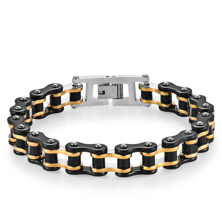 Stilvoll unterwegs: Furchtloses Motorrad-Fahrradkettenarmband - Silber, Schwarz und Gold - image 7