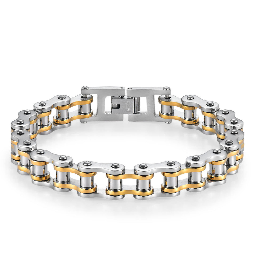 Stilvoll unterwegs: Furchtloses Motorrad-Fahrradkettenarmband - Gold & Silber - image 9