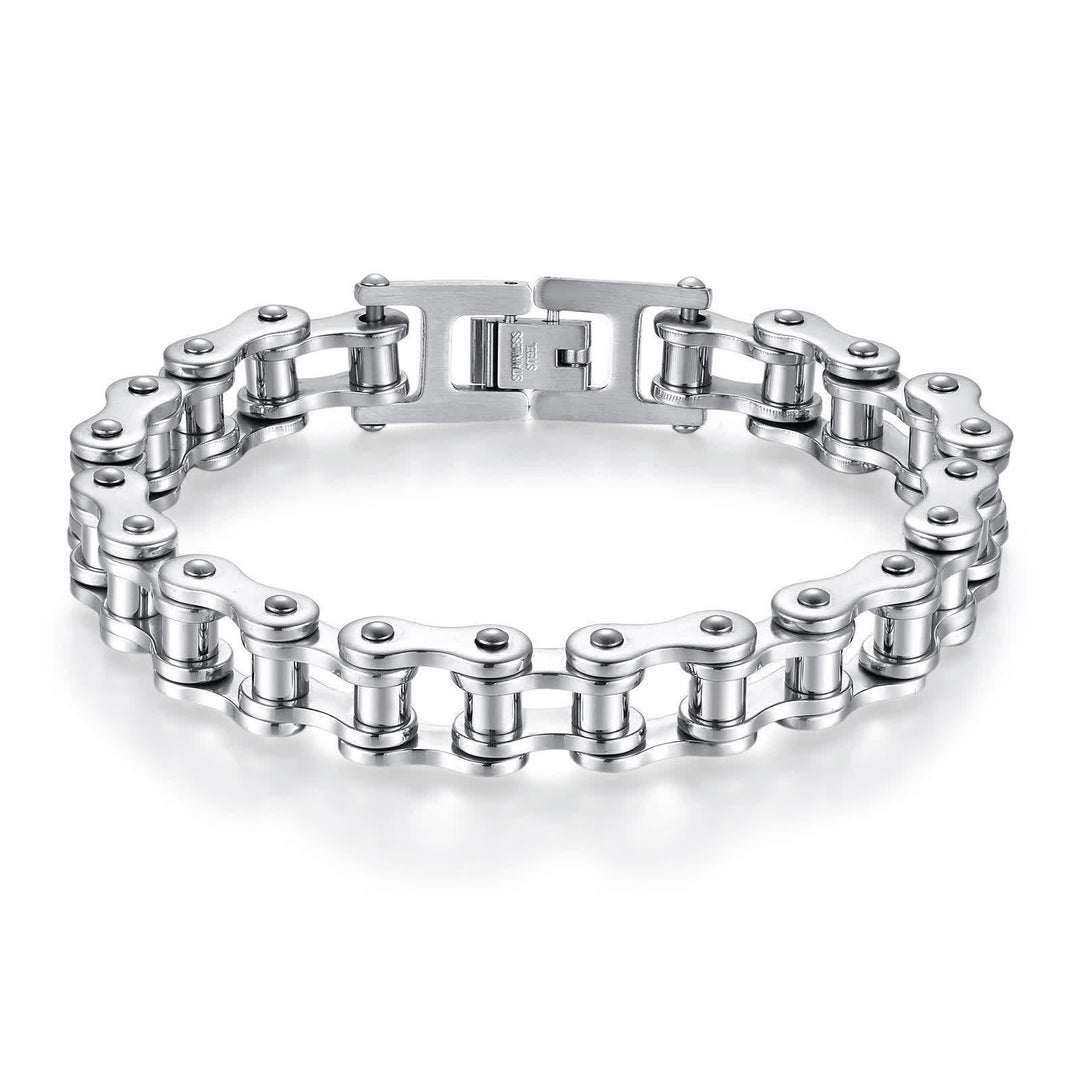 Stilvoll unterwegs: Furchtloses Motorrad-Fahrradkettenarmband - Silber - image 12