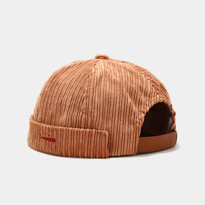 Stilvolle, bestickte, verstellbare Cord-Dockermütze ohne Krempe - Khaki - M (22"-22 7/8") - image 5