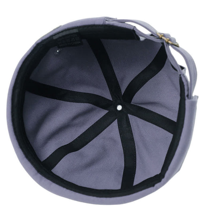 Verstellbare, randlose Docker-Cap aus Canvas mit Denim-Aufnäher - image 4