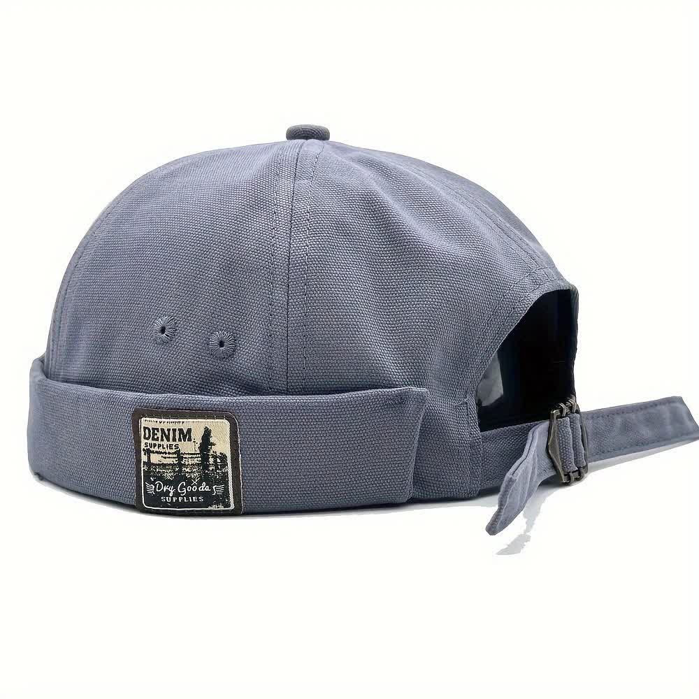 Verstellbare, randlose Docker-Cap aus Canvas mit Denim-Aufnäher - Graublau - M (22"-22 7/8") - image 1
