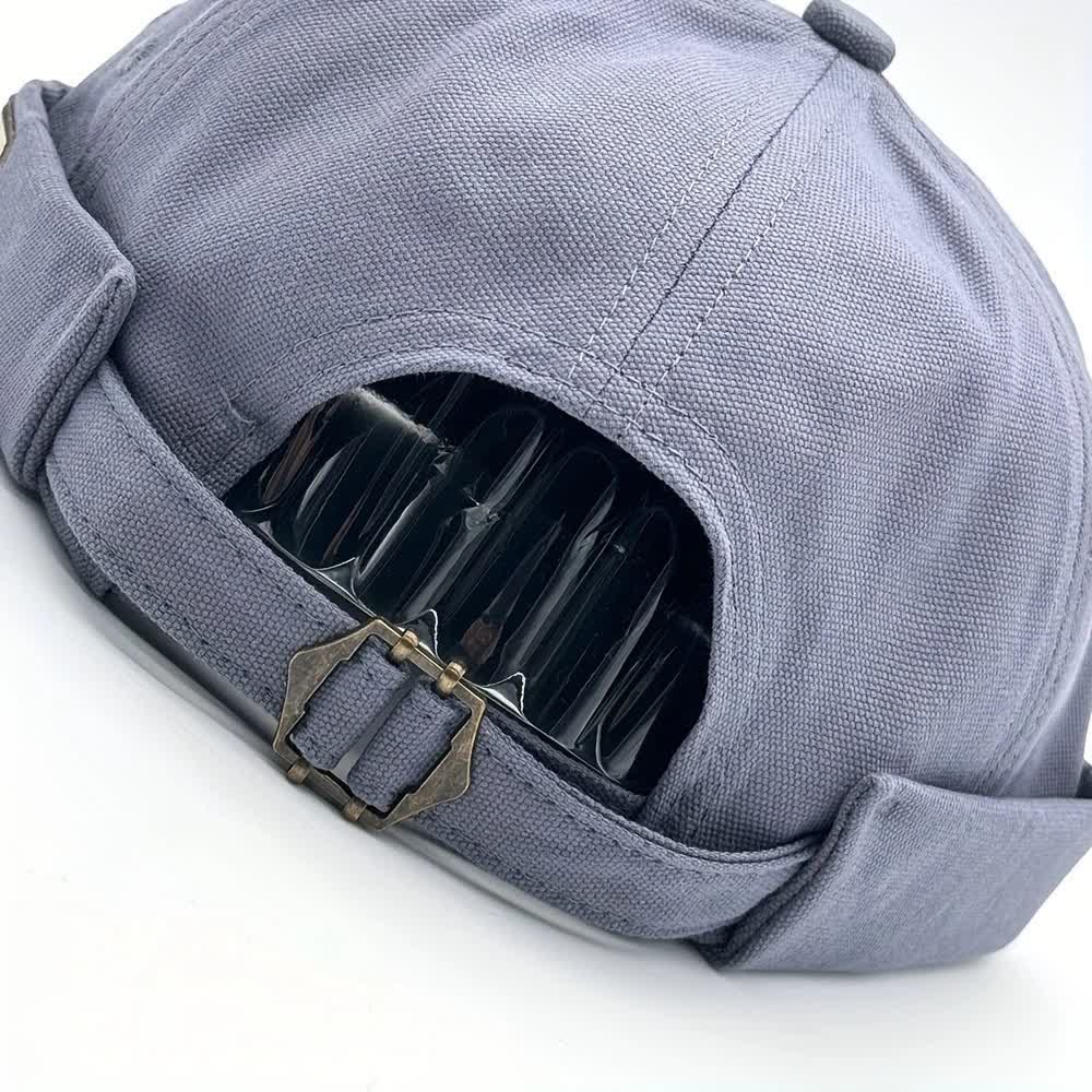 Verstellbare, randlose Docker-Cap aus Canvas mit Denim-Aufnäher - image 2