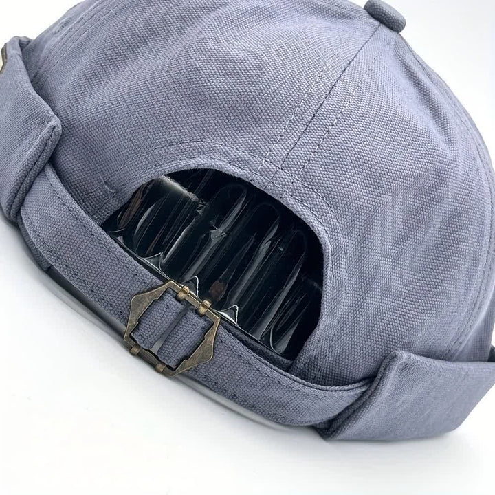 Verstellbare, randlose Docker-Cap aus Canvas mit Denim-Aufnäher - image 2