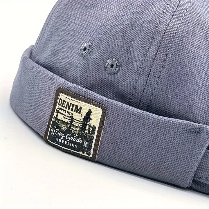 Verstellbare, randlose Docker-Cap aus Canvas mit Denim-Aufnäher - image 3