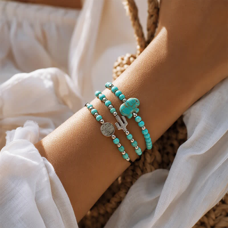 3-teiliges Armbandset mit westlichem Kaktus-Türkis für mehr Selbstvertrauen - image 1