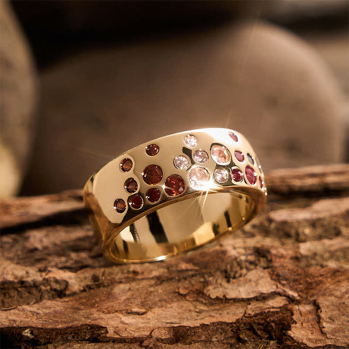 Vintage-Ring mit breitem Band und mehrfarbigen Strasssteinen - image 8