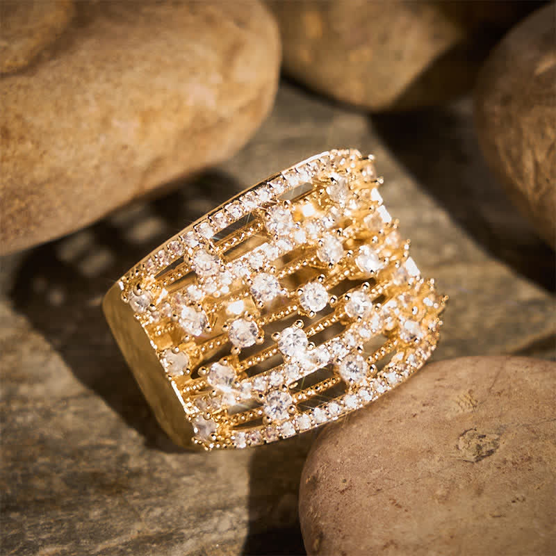 Breiter Statement-Ring für Damen mit Pavé-Zirkonia - image 8