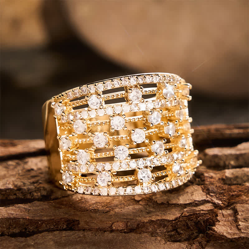 Breiter Statement-Ring für Damen mit Pavé-Zirkonia - image 10