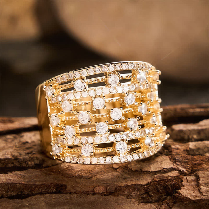 Breiter Statement-Ring für Damen mit Pavé-Zirkonia - image 10