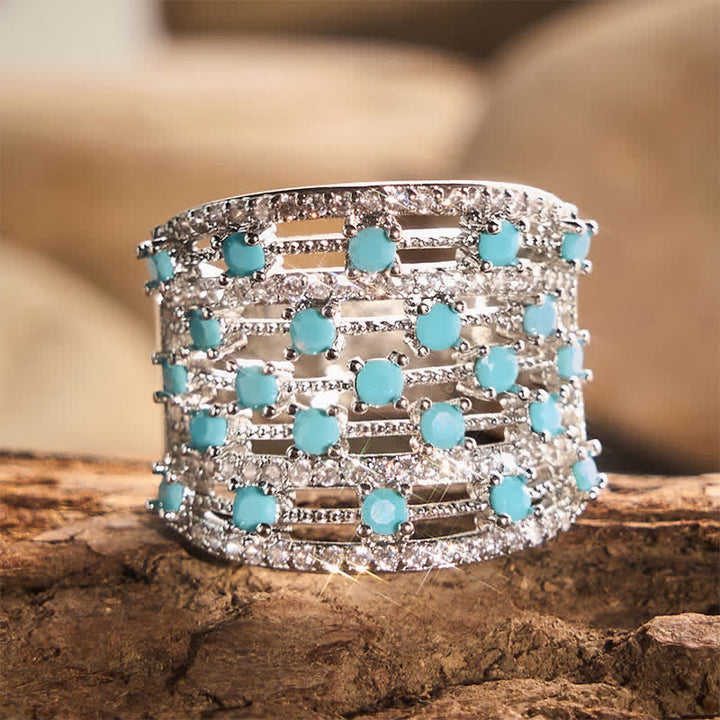 Breiter Statement-Ring für Damen mit Pavé-Zirkonia - Silber - US 10 - image 0