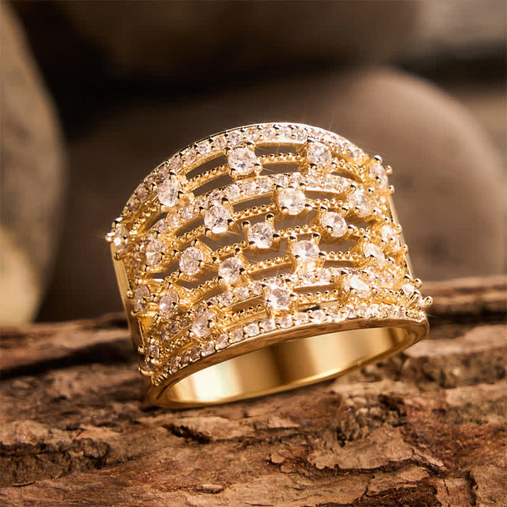 Breiter Statement-Ring für Damen mit Pavé-Zirkonia - image 9