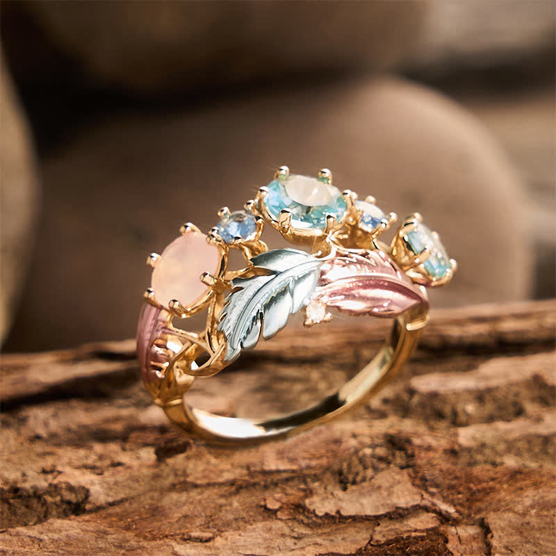 Statement-Ring für Damen mit Emaillefeder und Kristallintarsien - image 3