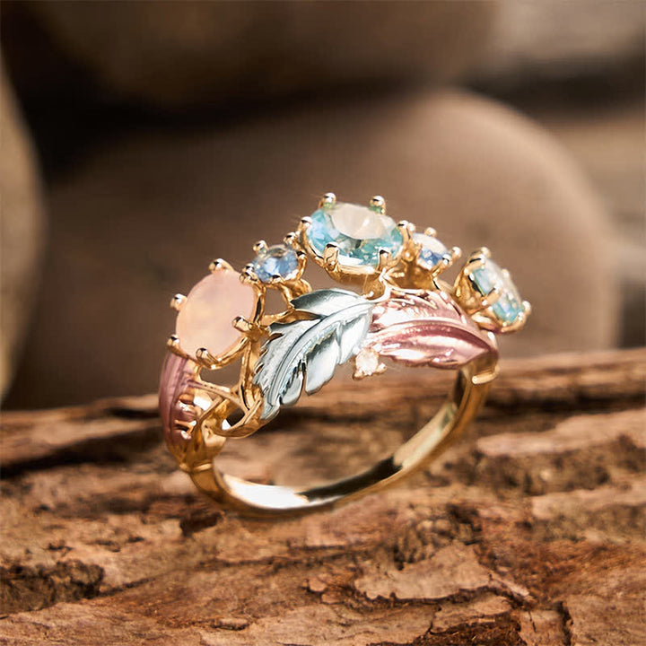 Statement-Ring für Damen mit Emaillefeder und Kristallintarsien - image 3