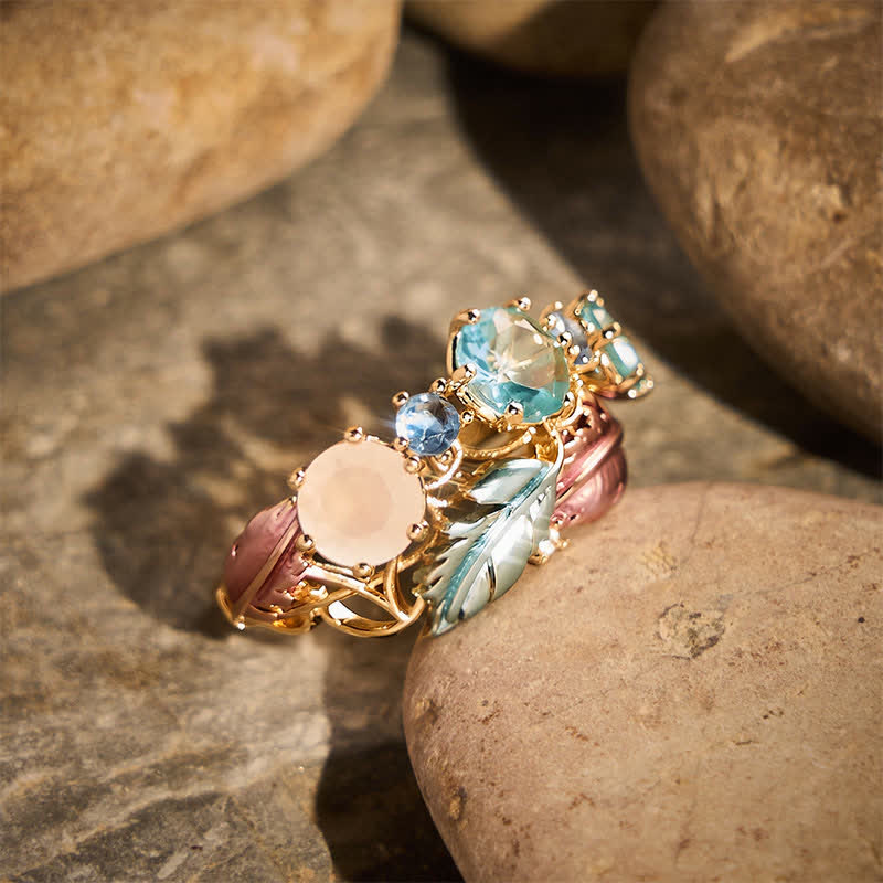 Statement-Ring für Damen mit Emaillefeder und Kristallintarsien - image 2