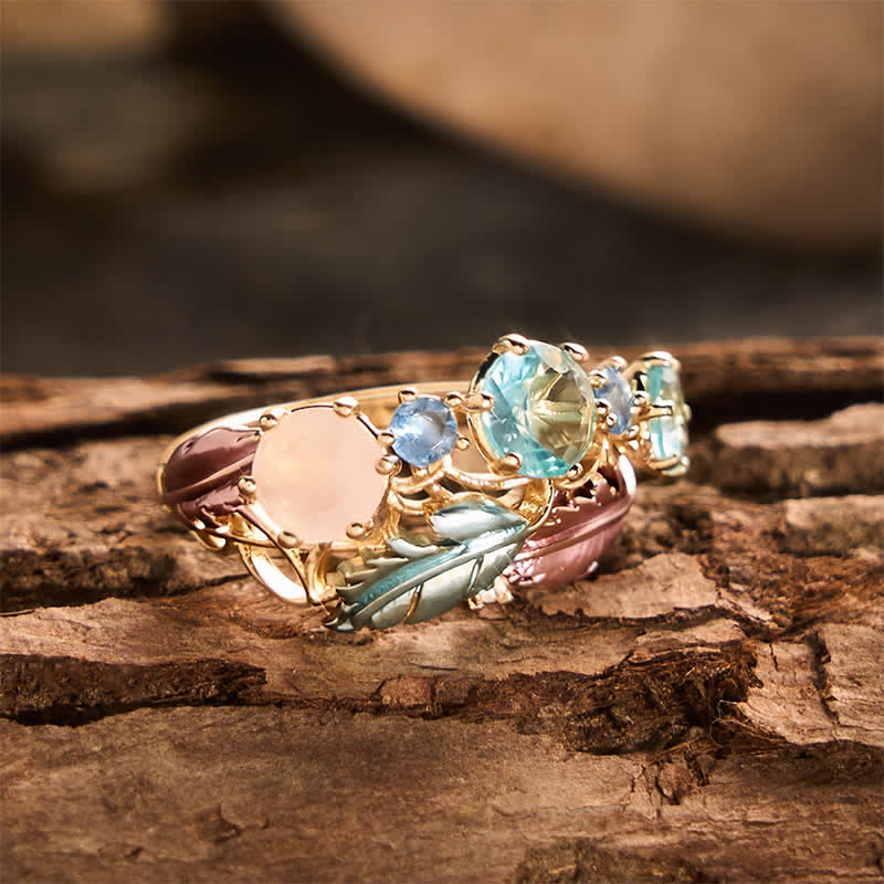 Statement-Ring für Damen mit Emaillefeder und Kristallintarsien - image 4