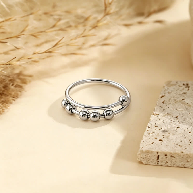 Niedlicher Entspannungs-Gleitperlen-Fidget-Ring zur Angstlinderung - Silber - image 3