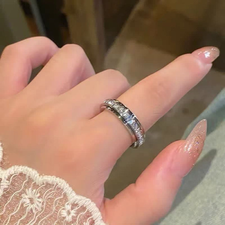 Funkelnder Kristall-Spinner Anti-Angst-Fidget-Ring zur Stressbewältigung - Silber - US 11 - image 0