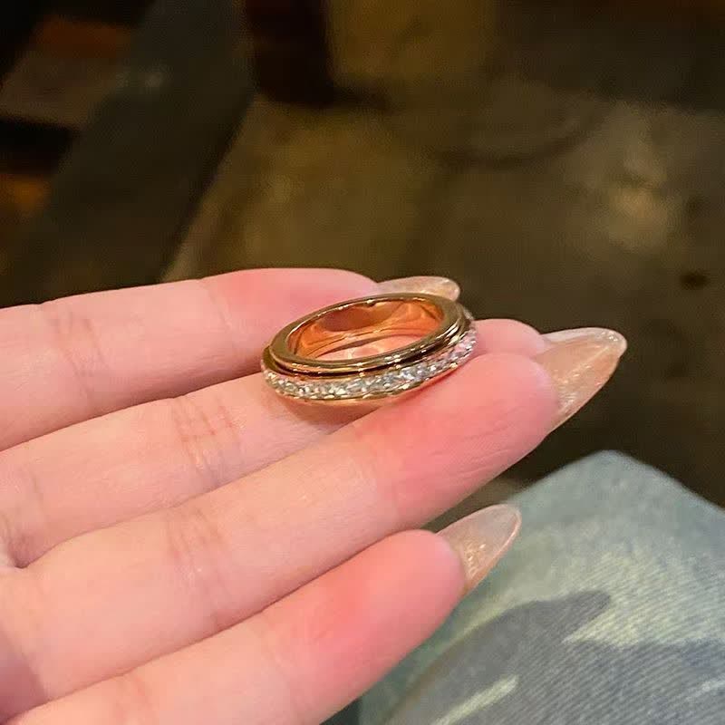 Funkelnder Kristall-Spinner Anti-Angst-Fidget-Ring zur Stressbewältigung - Roségold - US 11 - image 7