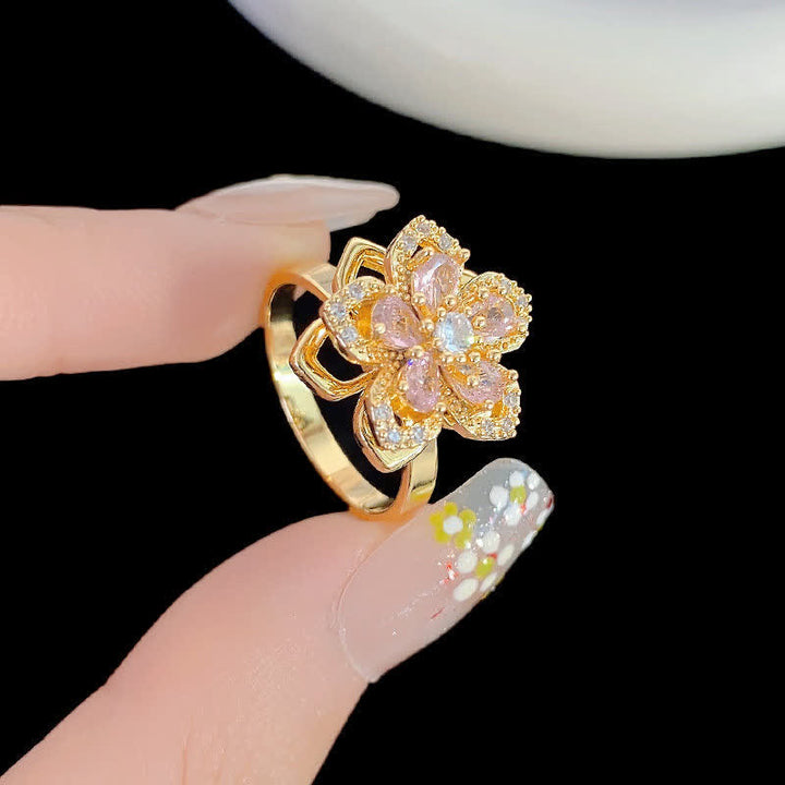 Drehbarer Sakura-Blumen-Zirkon-Anti-Angst-Fidget-Ring - image 0