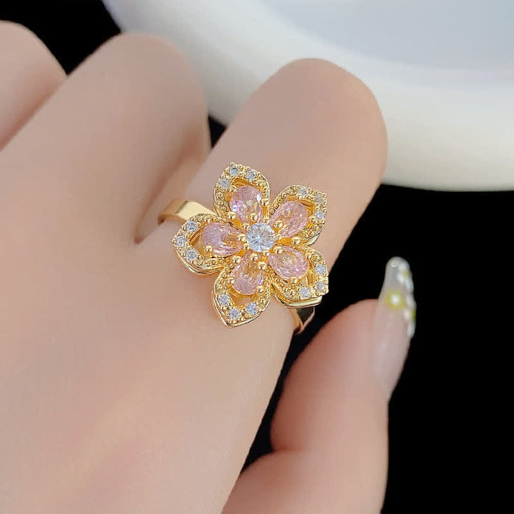 Drehbarer Sakura-Blumen-Zirkon-Anti-Angst-Fidget-Ring - image 3
