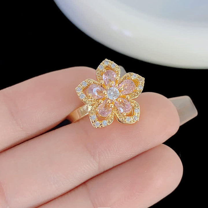 Drehbarer Sakura-Blumen-Zirkon-Anti-Angst-Fidget-Ring - image 4