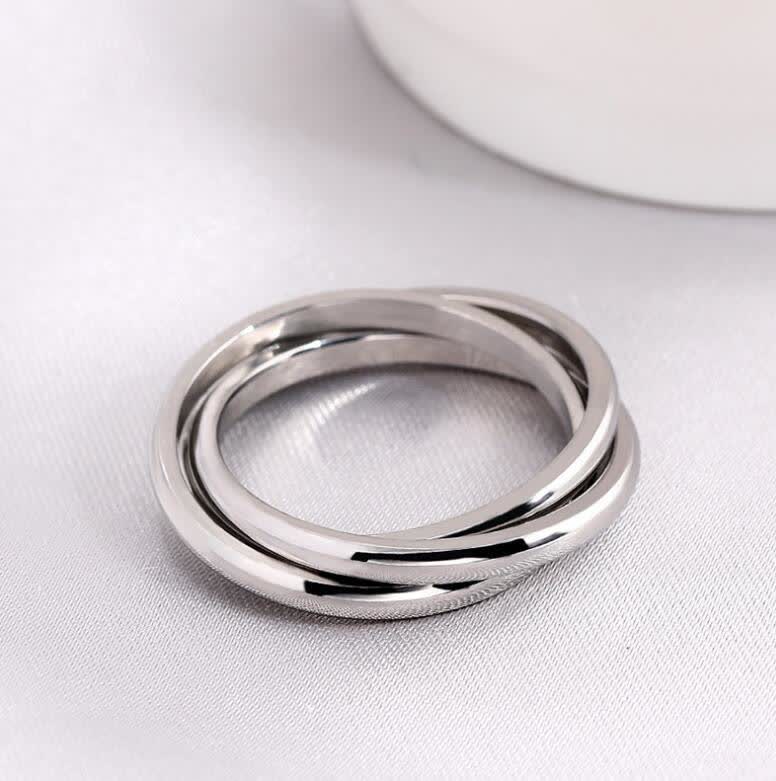 3-in-1 ineinandergreifender Anti-Angst-Rollring - Silber - US 13 - image 7