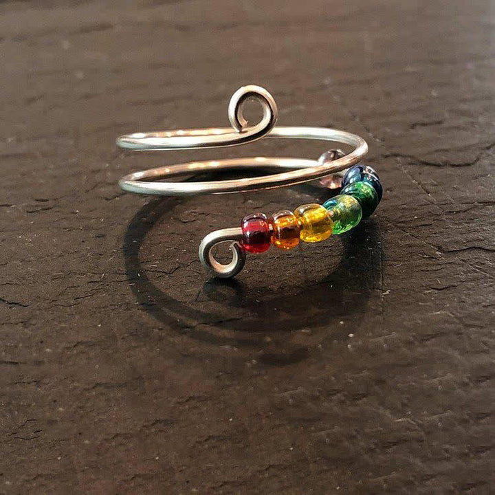 Ästhetischer Dekompressionsring mit Regenbogenperlen – Bunter Angstring - image 4