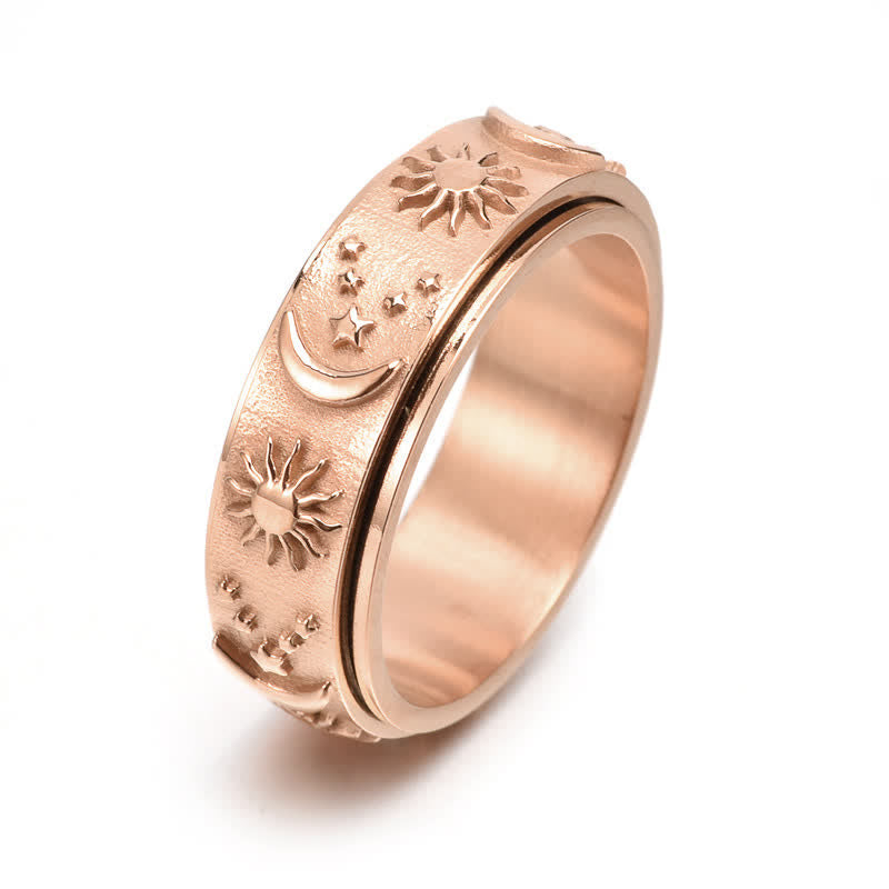 Himmlische Meditation Sonne Mond Stern Rotierender Angstring - Roségold - US 13 - image 9