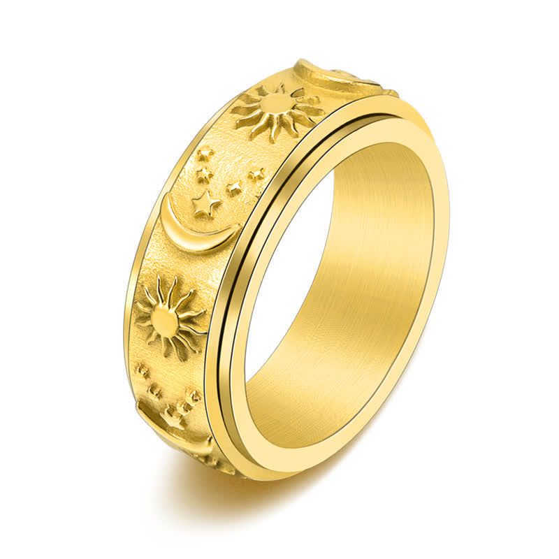 Himmlische Meditation Sonne Mond Stern Rotierender Angstring - Gold - US 13 - image 8