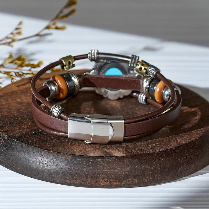 Handgefertigtes geflochtenes Boho-Lederarmband mit Türkisanhänger - image 19