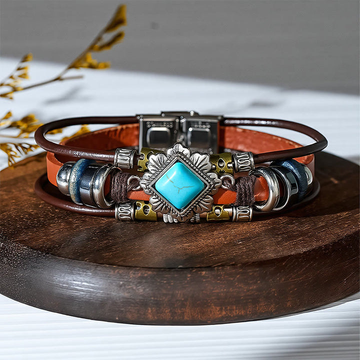 Handgefertigtes geflochtenes Boho-Lederarmband mit Türkisanhänger - Stil Nr. 12 - image 14