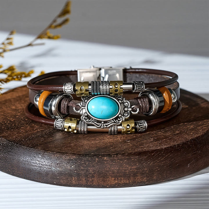 Handgefertigtes geflochtenes Boho-Lederarmband mit Türkisanhänger - Stil Nr. 6 - image 8