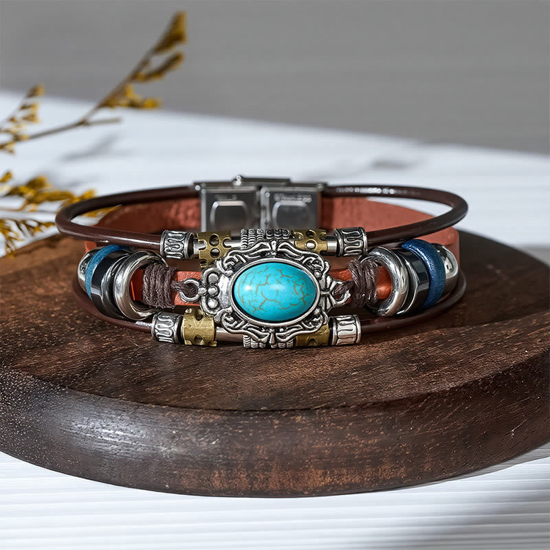 Handgefertigtes geflochtenes Boho-Lederarmband mit Türkisanhänger - Stil Nr. 13 - image 15