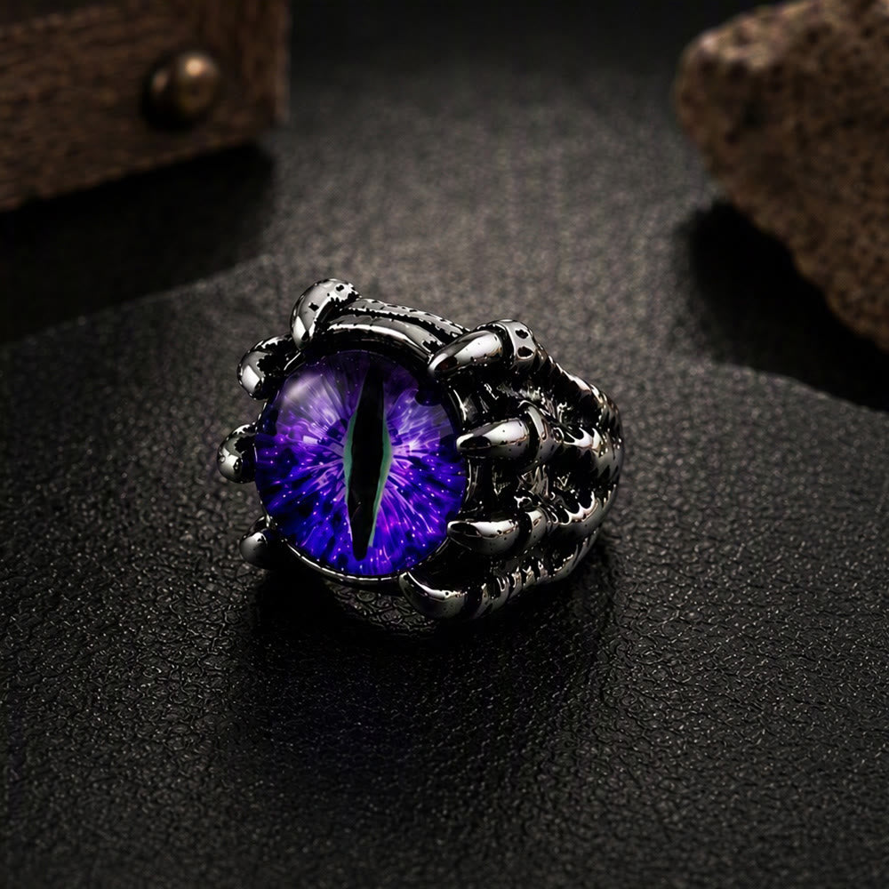 Gothic-Dämonen-Adlerklauen-Ästhetik-Ring mit bösem Blick - Lila - Öffnung - image 5